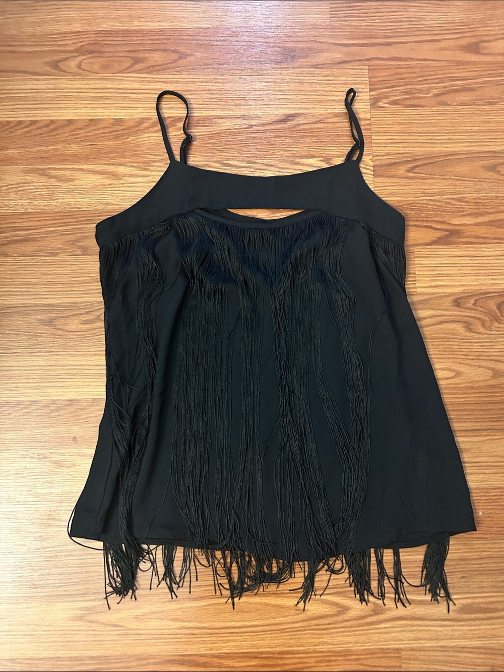 Socialite Black Fringe Spaghetti Strap Camisole